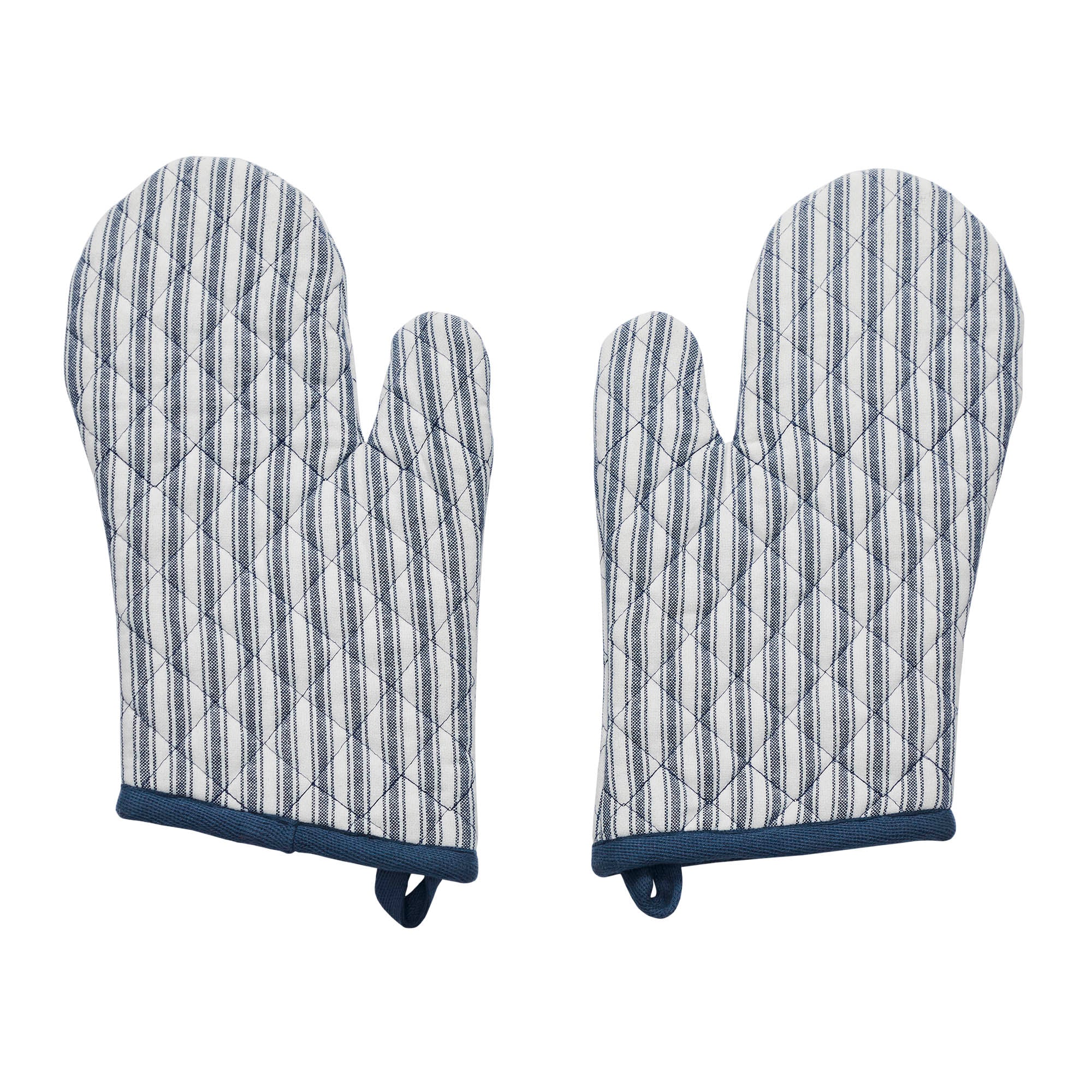 Set of 2 Sawyer Mill Blue Ticking Stripe Oven Mitts - Image 3