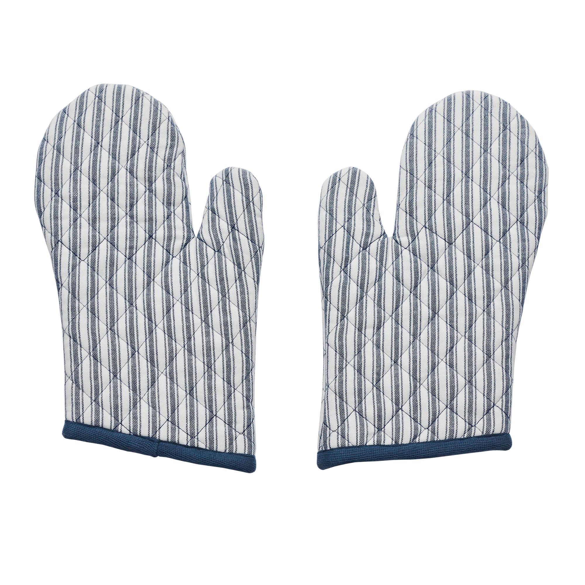 Set of 2 Sawyer Mill Blue Ticking Stripe Oven Mitts - Image 4
