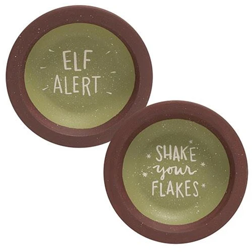 Set of 2 Shake Your Flakes and Elf Alert Mini Decorative Dishes - Image 4