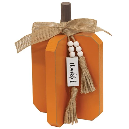 Set of 2 Small Fall Words Charm Wooden Interlocking Pumpkins - Image 3