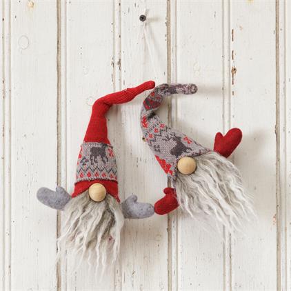 Set of 2 Snow Lodge Gnome Head Ornaments