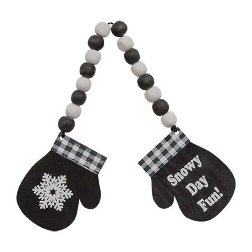 ๐ Set of 2 Snowy Day Fun Winter Wishes Beaded Hanging Mittens Ornaments - Image 3