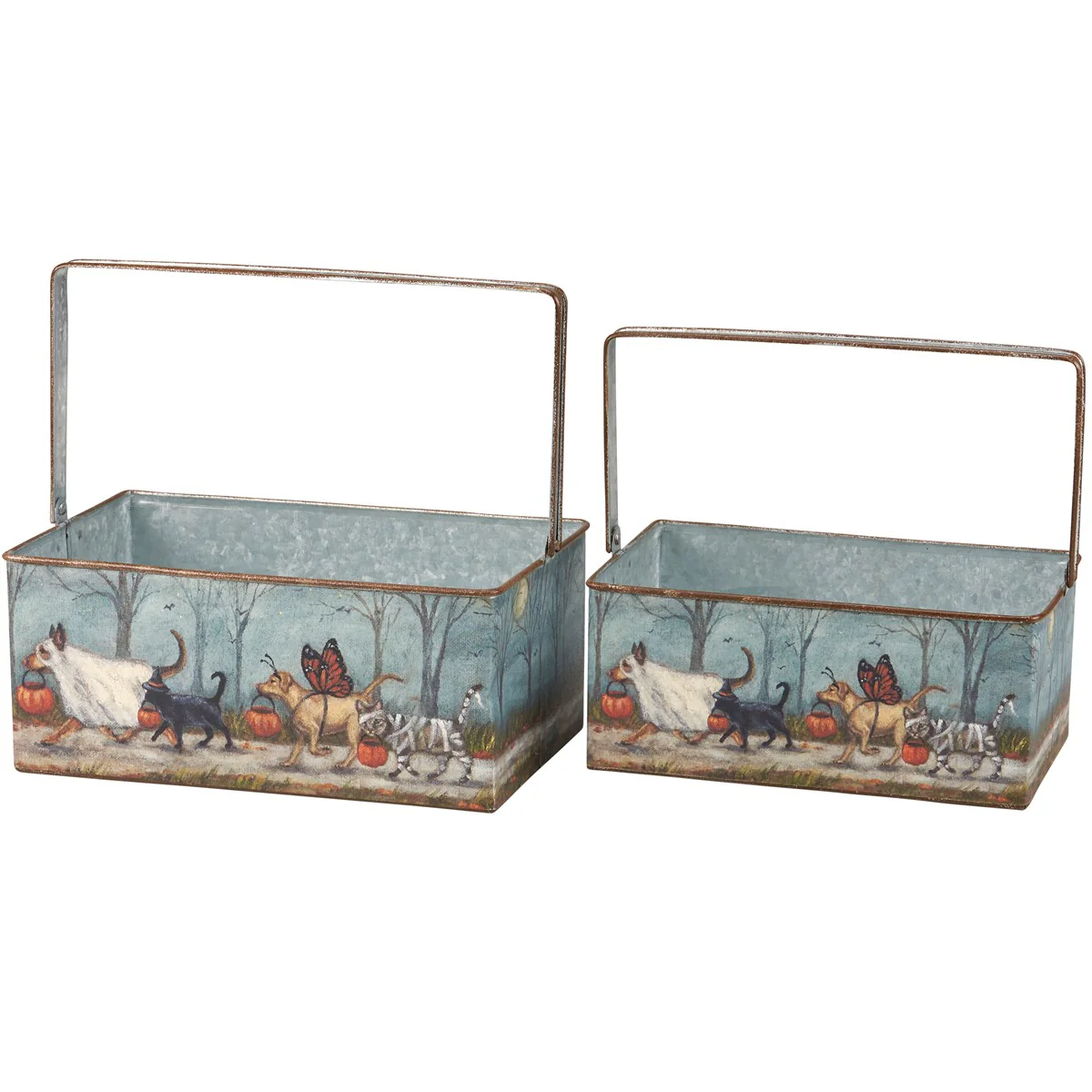 Set of 2 Spooky Pet Parade Metal Bin Set - Image 3