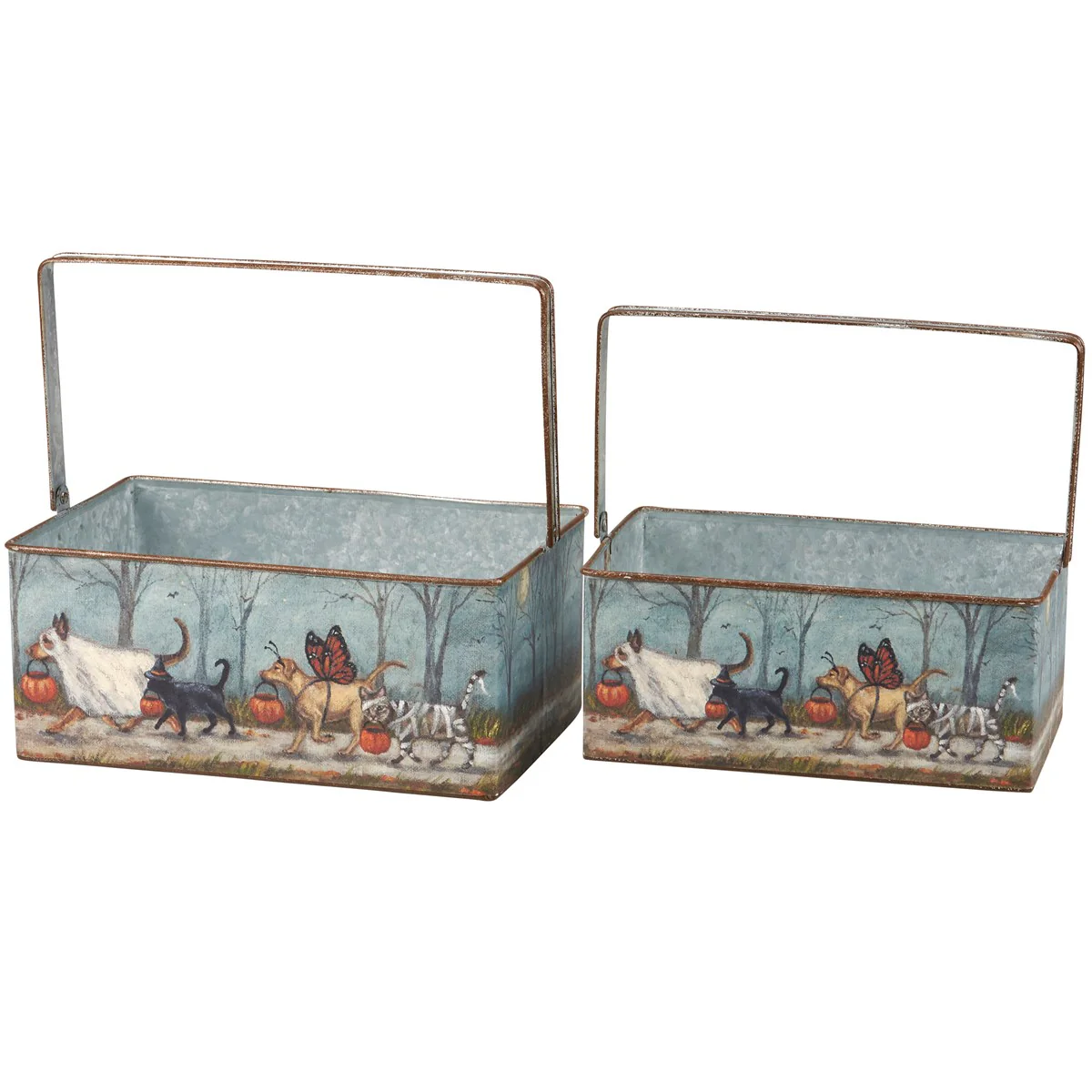 Set of 2 Spooky Pet Parade Metal Bin Set - Image 4