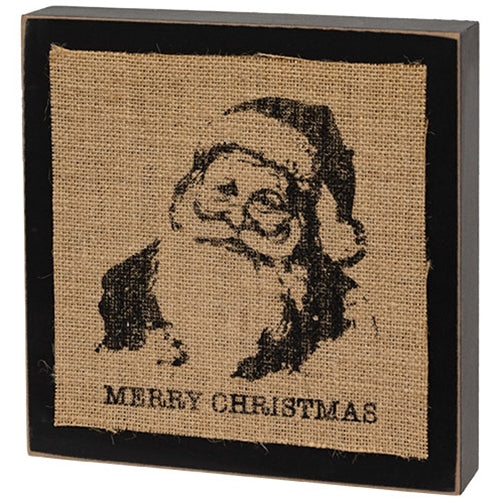Set of 2 Stamped Burlap Santa Box Signs - Image 3