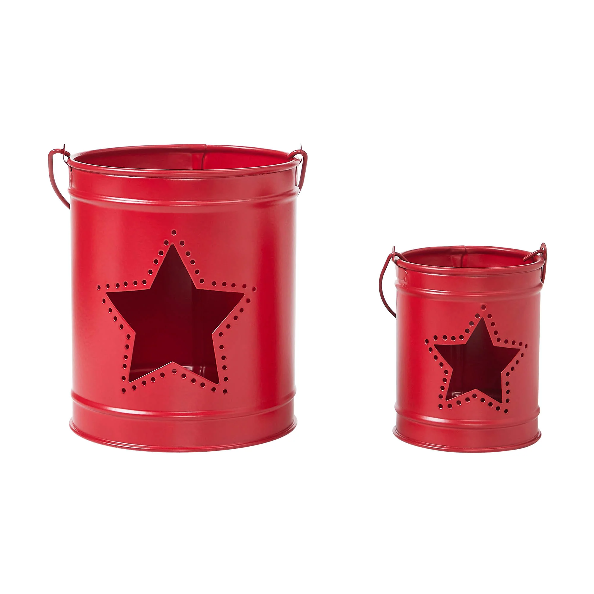 DAY 20 ❤️🫐 20 RED WHITE + BLUEBERRY DAYS Set of 2 Star Barn Red Metal Candle Holders - Image 2