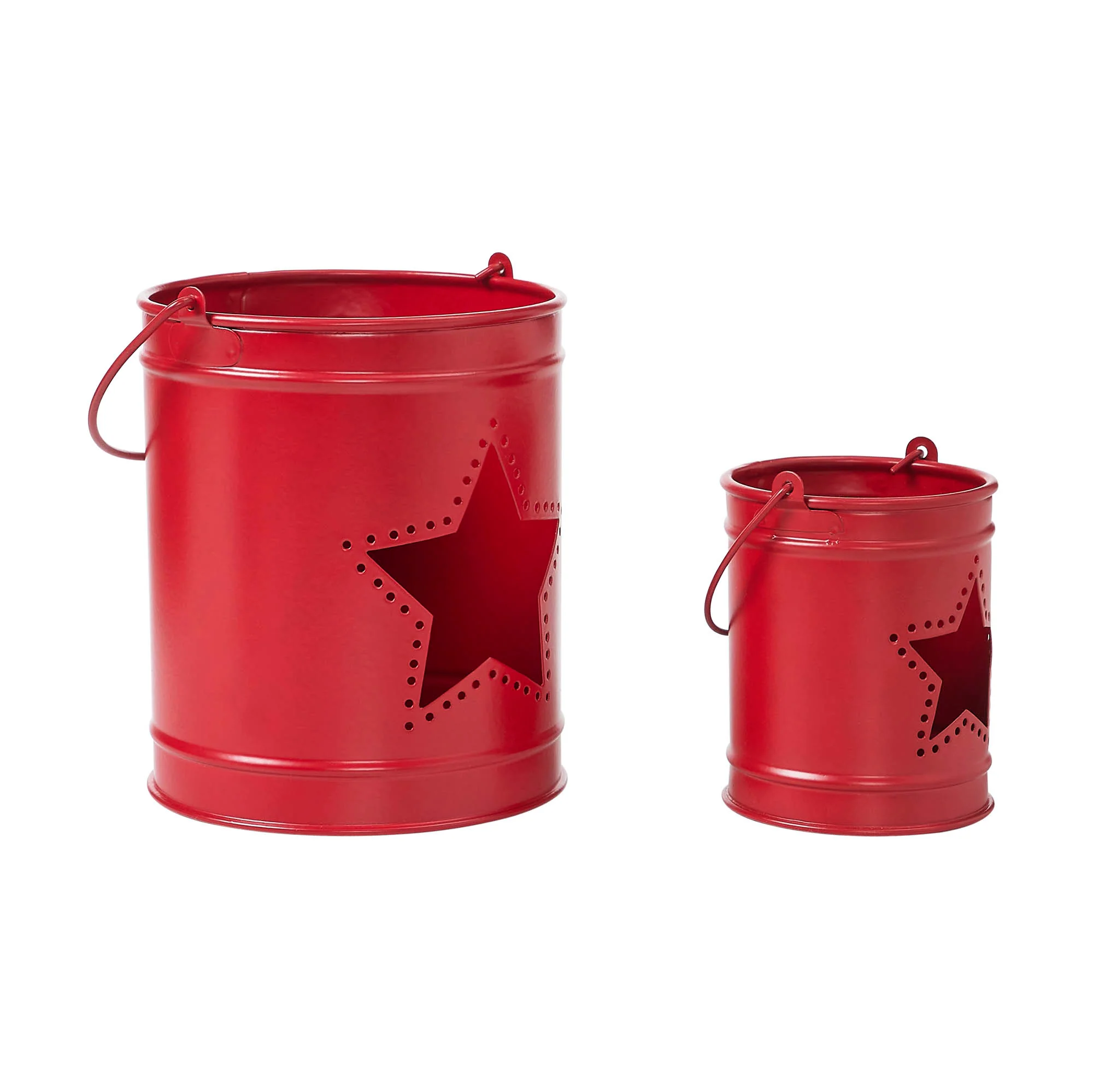 DAY 20 ❤️🫐 20 RED WHITE + BLUEBERRY DAYS Set of 2 Star Barn Red Metal Candle Holders - Image 4