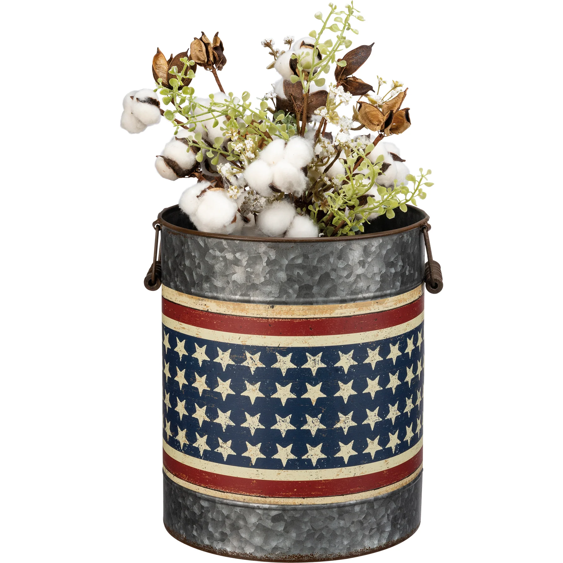 Set of 2 Stars & Stripes Forever Americana Galvanized Buckets - Image 2