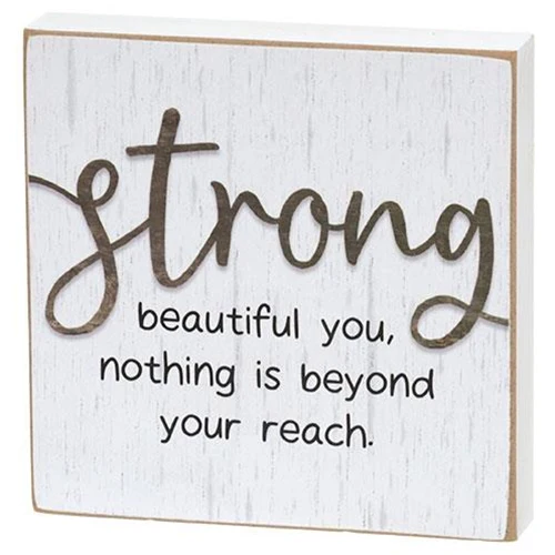 Set of 2 Strong & Inspiring 4" Square Block Signs - Image 3