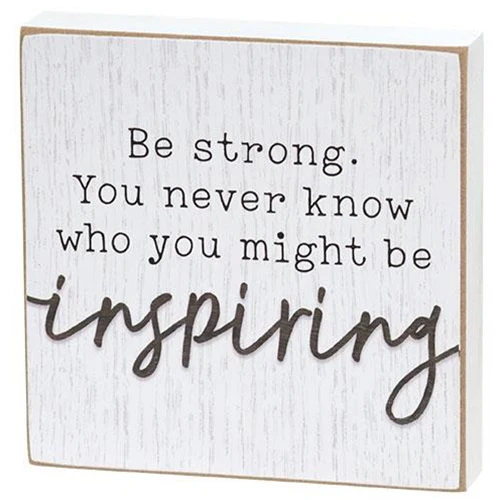 Set of 2 Strong & Inspiring 4" Square Block Signs - Image 4