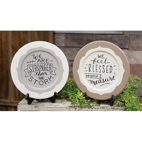 Set of 2 Stronger Than the Storm Decorative Inspirational Plates - Image 4