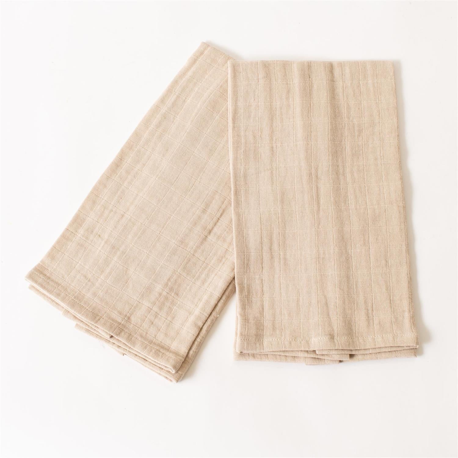 Set of 2 Tan Double Weave Tea Towels