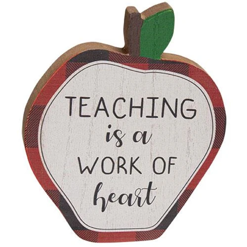 Set of 2 Teacher Work of Heart Apple Blocks - Image 3