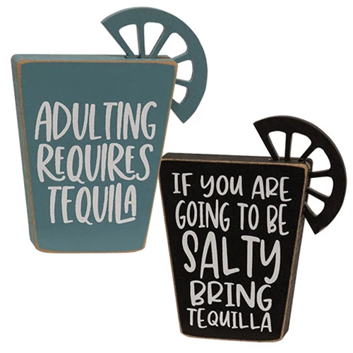 Set of 2 Tequila Words Block Sitter Signs - Image 2
