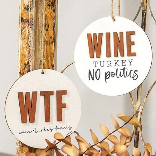 Set of 2 Thanksgiving Round Ornaments