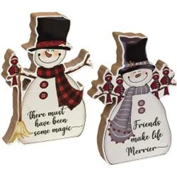 Set of 2 There Must Have Been Some Magic Chunky Snowman Sitter Signs - Image 3