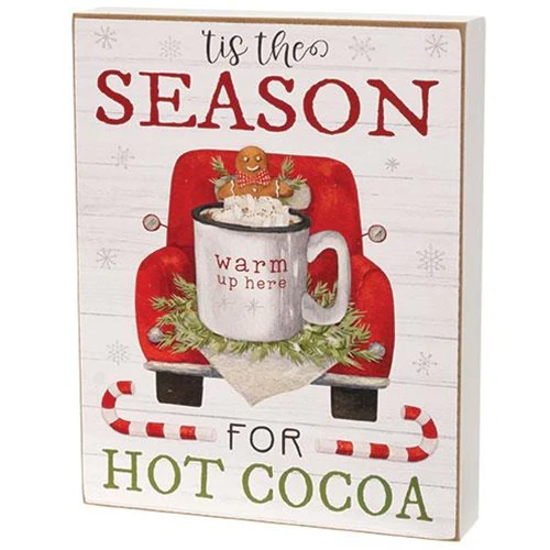 ๐ Set of 2 Tis the Season For Hot Cocoa Red Truck 9.75" Signs - Image 3