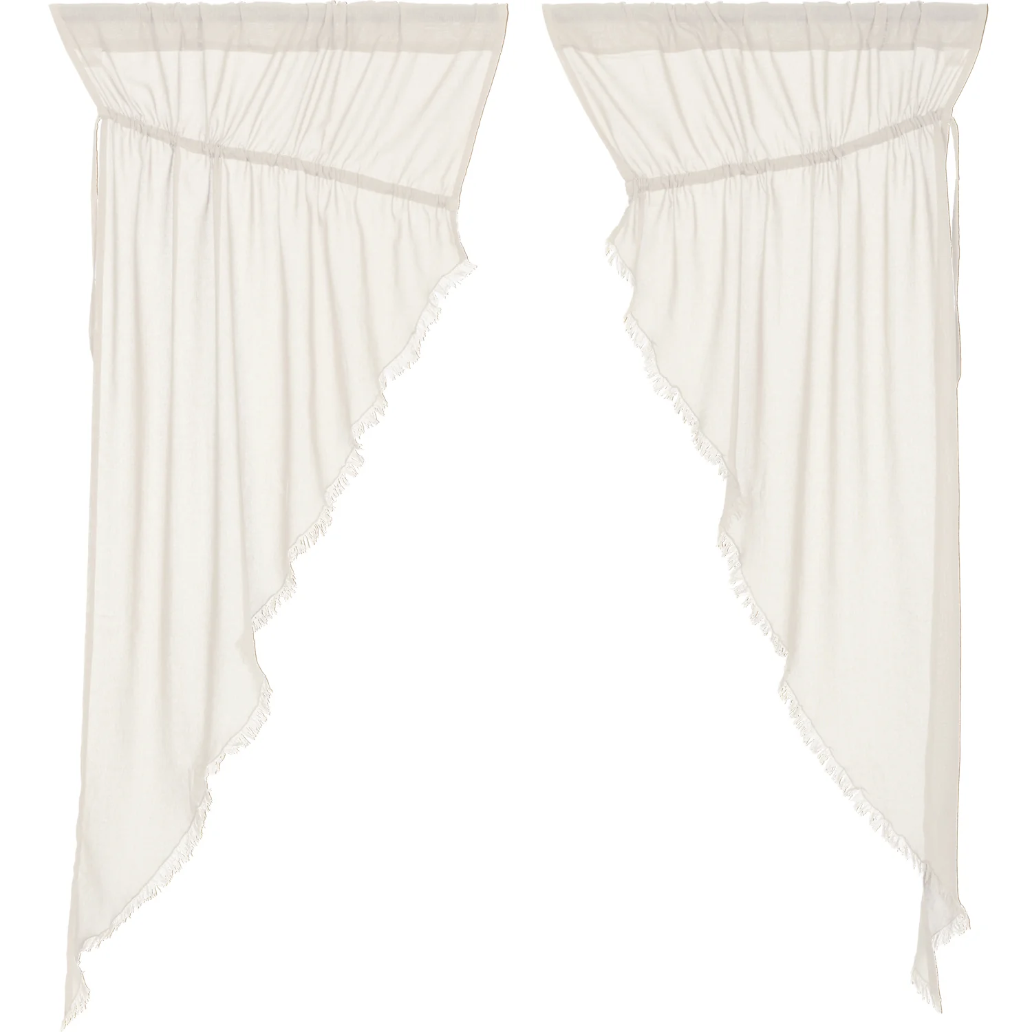 Set of 2 Tobacco Cloth Antique White Prairie Short Panel Curtains - Image 2