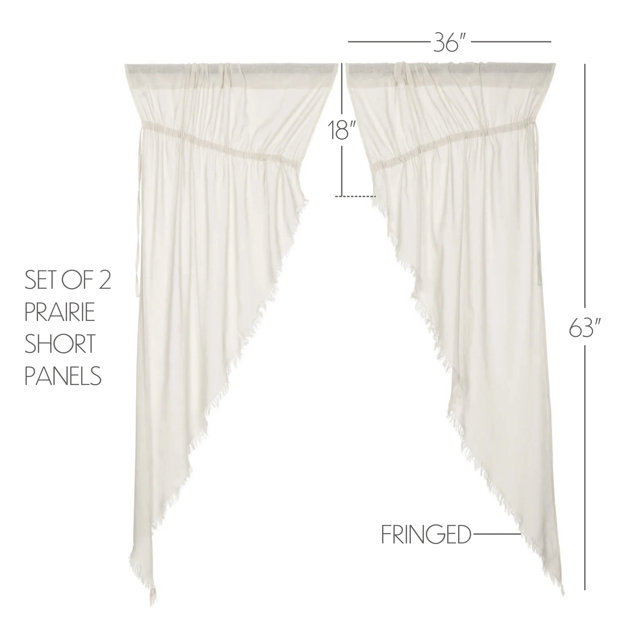 Set of 2 Tobacco Cloth Antique White Prairie Short Panel Curtains - Image 5