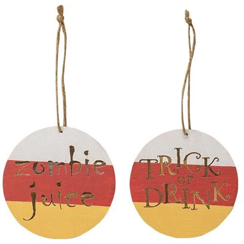 Set of 2 Trick or Drink Zombie Juice Wine Bottle Ornaments - Image 2