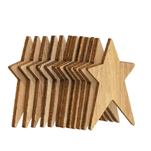 💙 Set of 12 Unfinished Wooden Primitive Stars 1.5" H