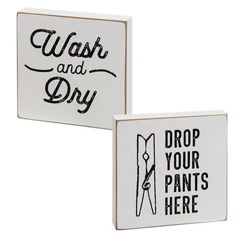 Set of 2 Wash & Dry Drop Your Pants Here 4" Square Blocks - Image 2