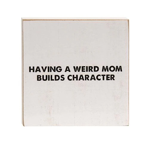 Set of 2 Weird and Crazy Mom 4" Square Block Signs - Image 4