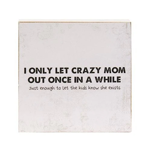 Set of 2 Weird and Crazy Mom 4" Square Block Signs - Image 5