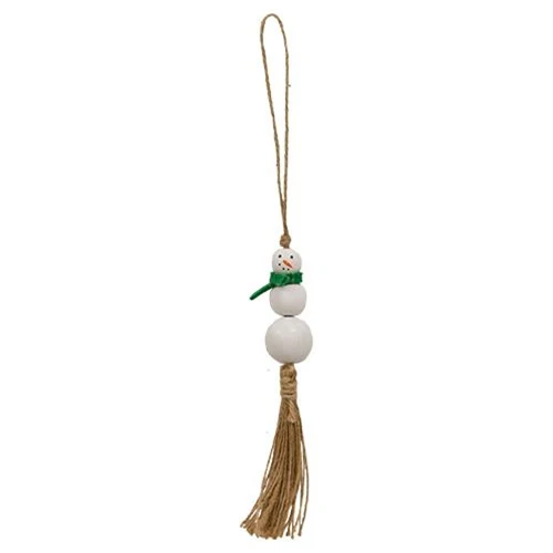 Set of 2 White Bead Snowman Ornaments - Image 3