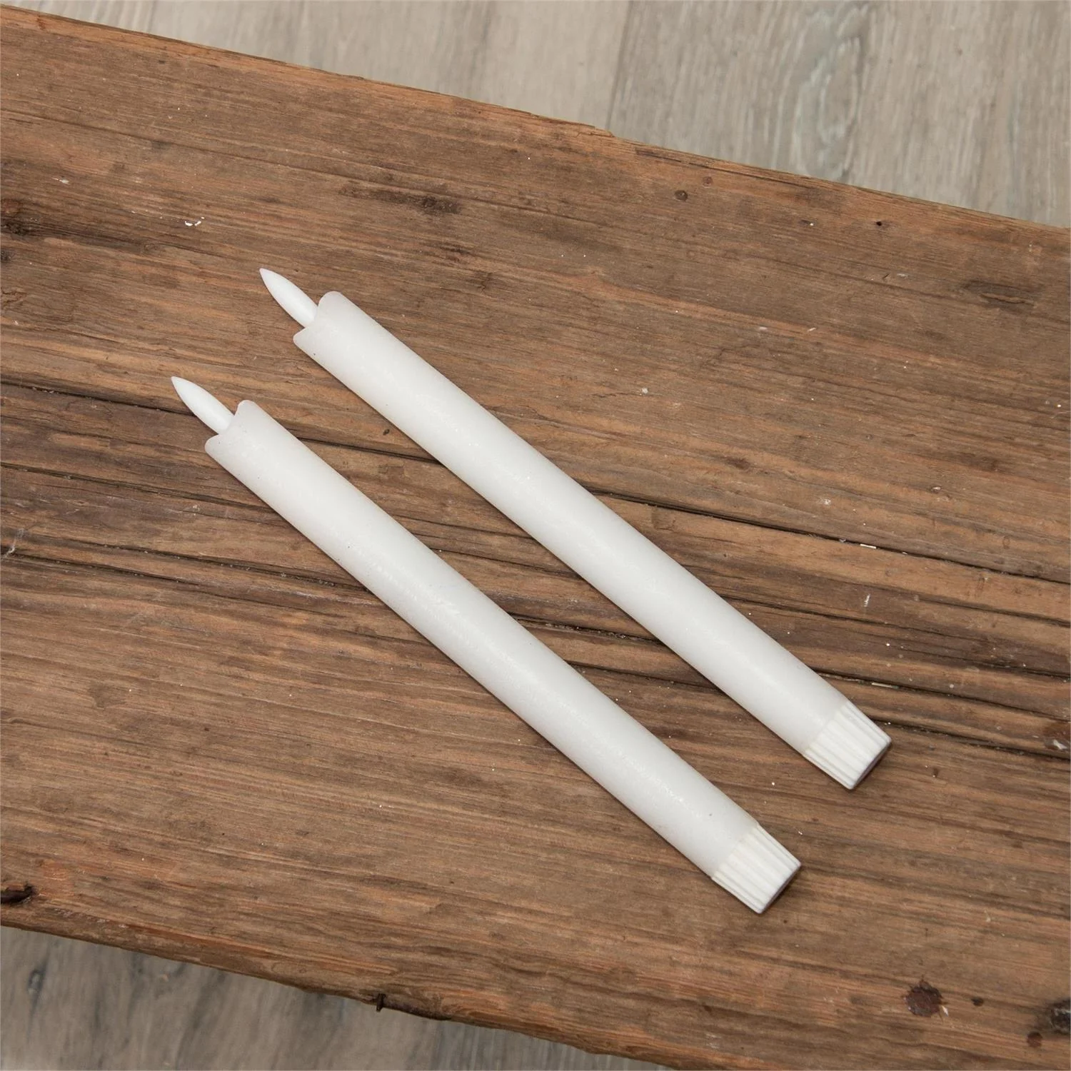 Set of 2 White Flameless 9" LED Taper Candles - Image 2