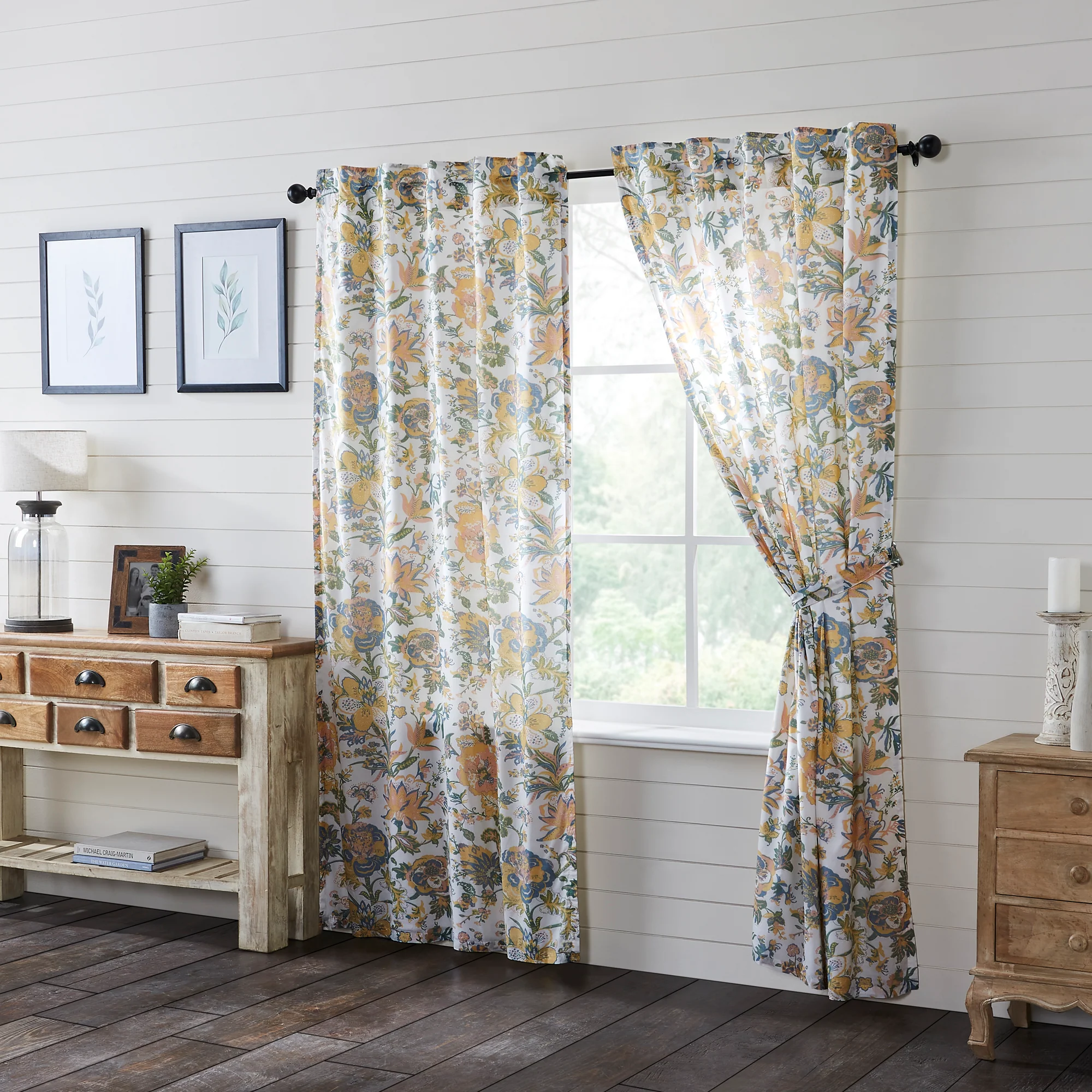 Set of 2 Wilder Cottage Floral Curtain Panels 84" x 40"