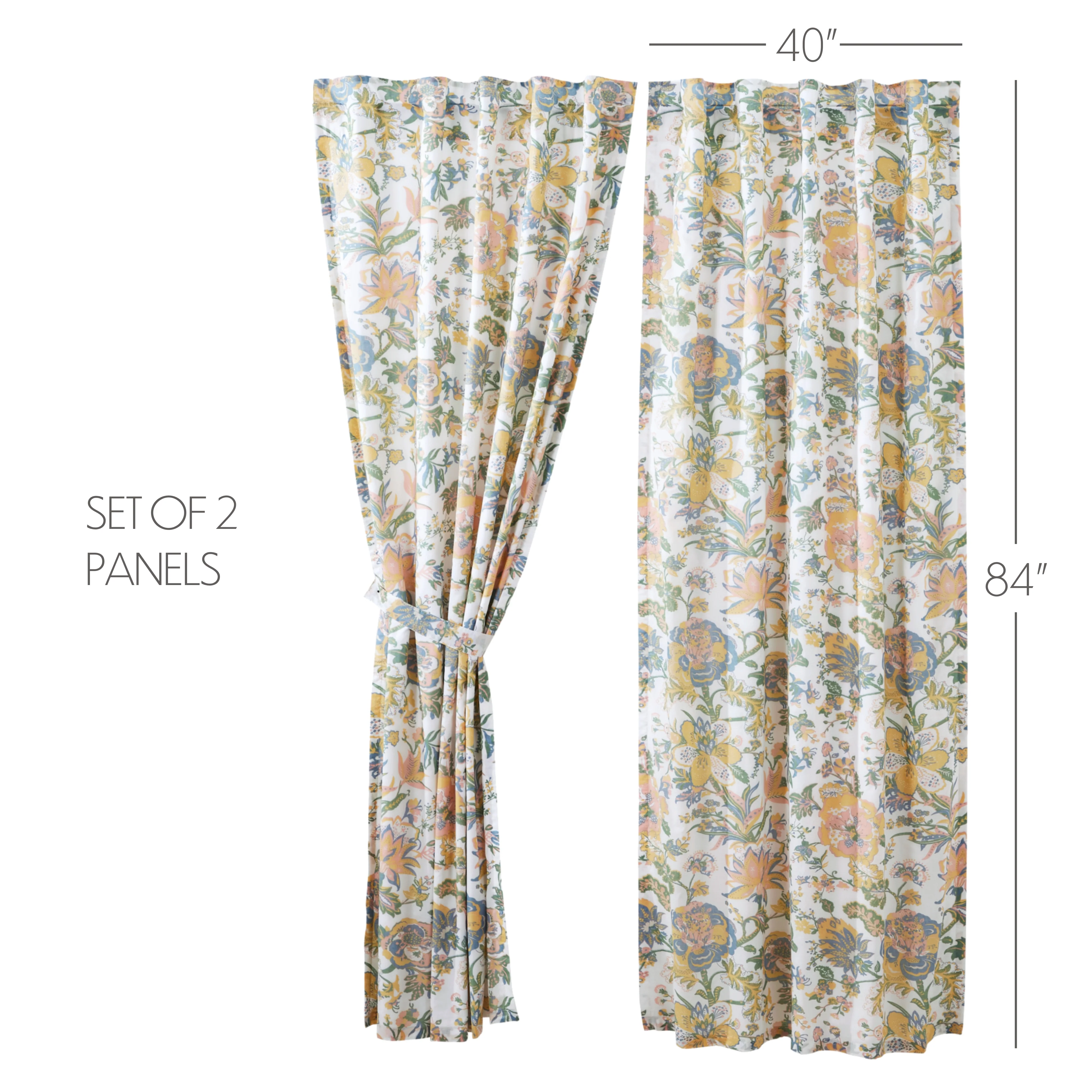 Set of 2 Wilder Cottage Floral Curtain Panels 84" x 40" - Image 2