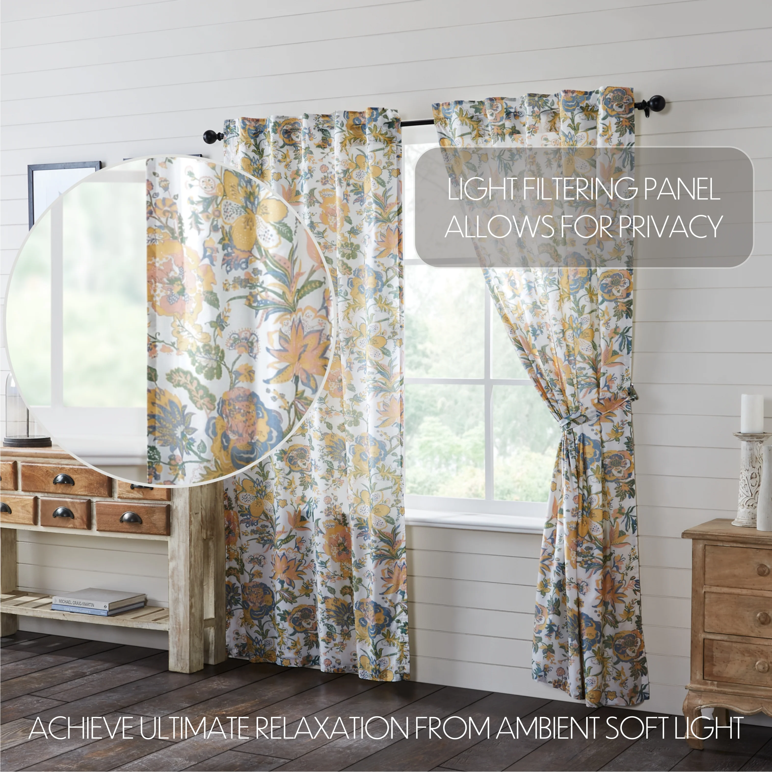 Set of 2 Wilder Cottage Floral Curtain Panels 84" x 40" - Image 5