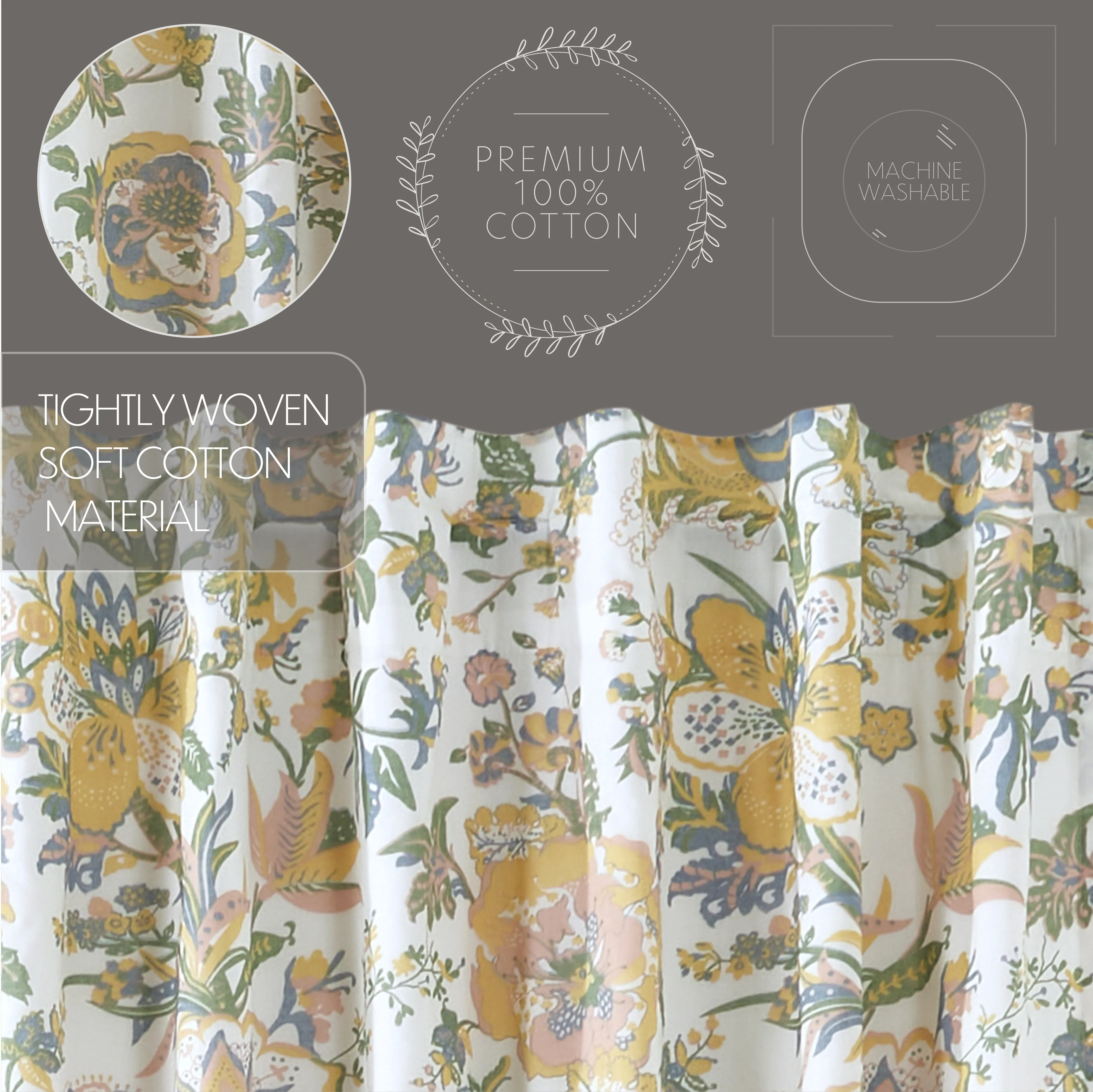 Set of 2 Wilder Cottage Floral Curtain Panels 84" x 40" - Image 7