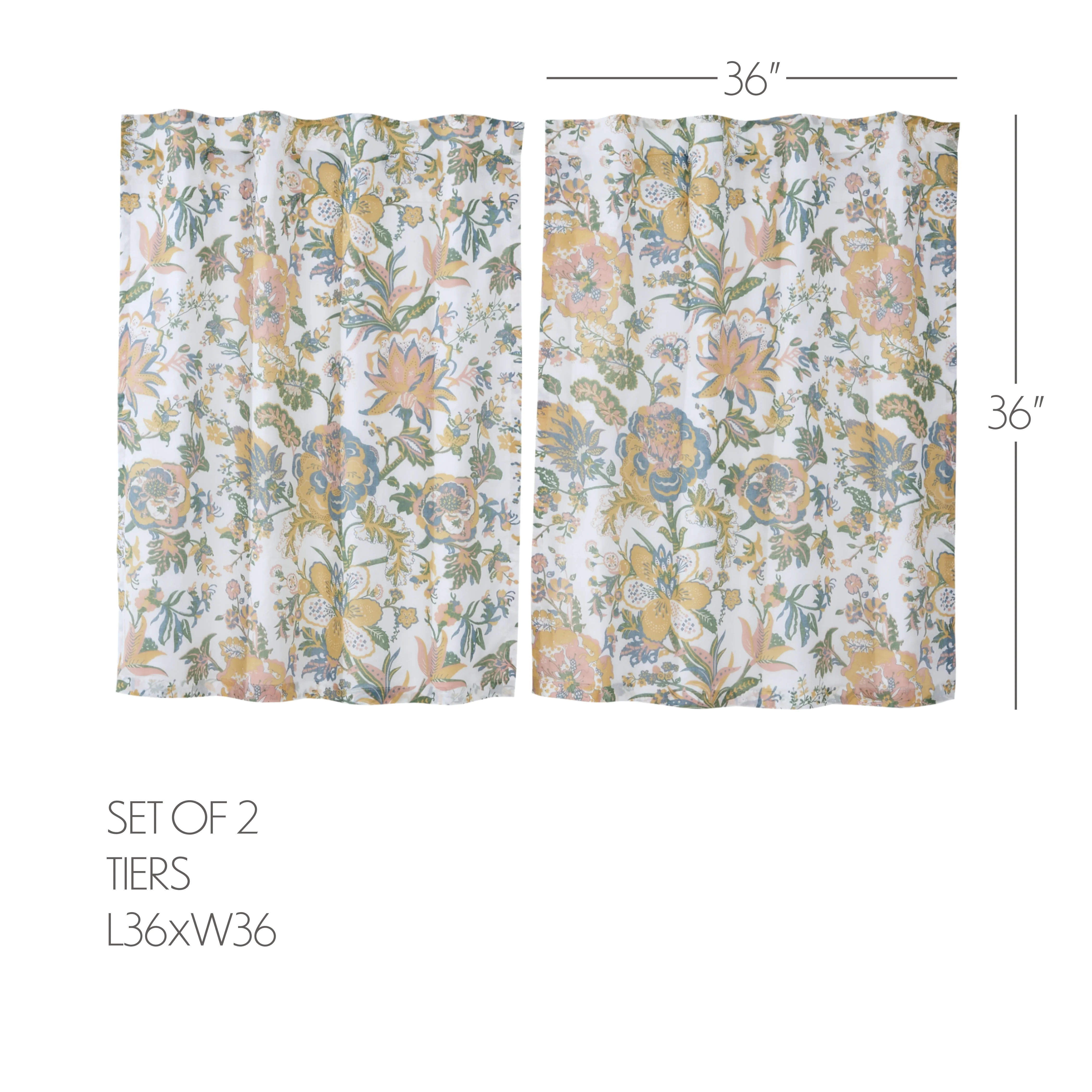 Set of 2 Wilder Floral Tier Curtains 36" x 36" - Image 4