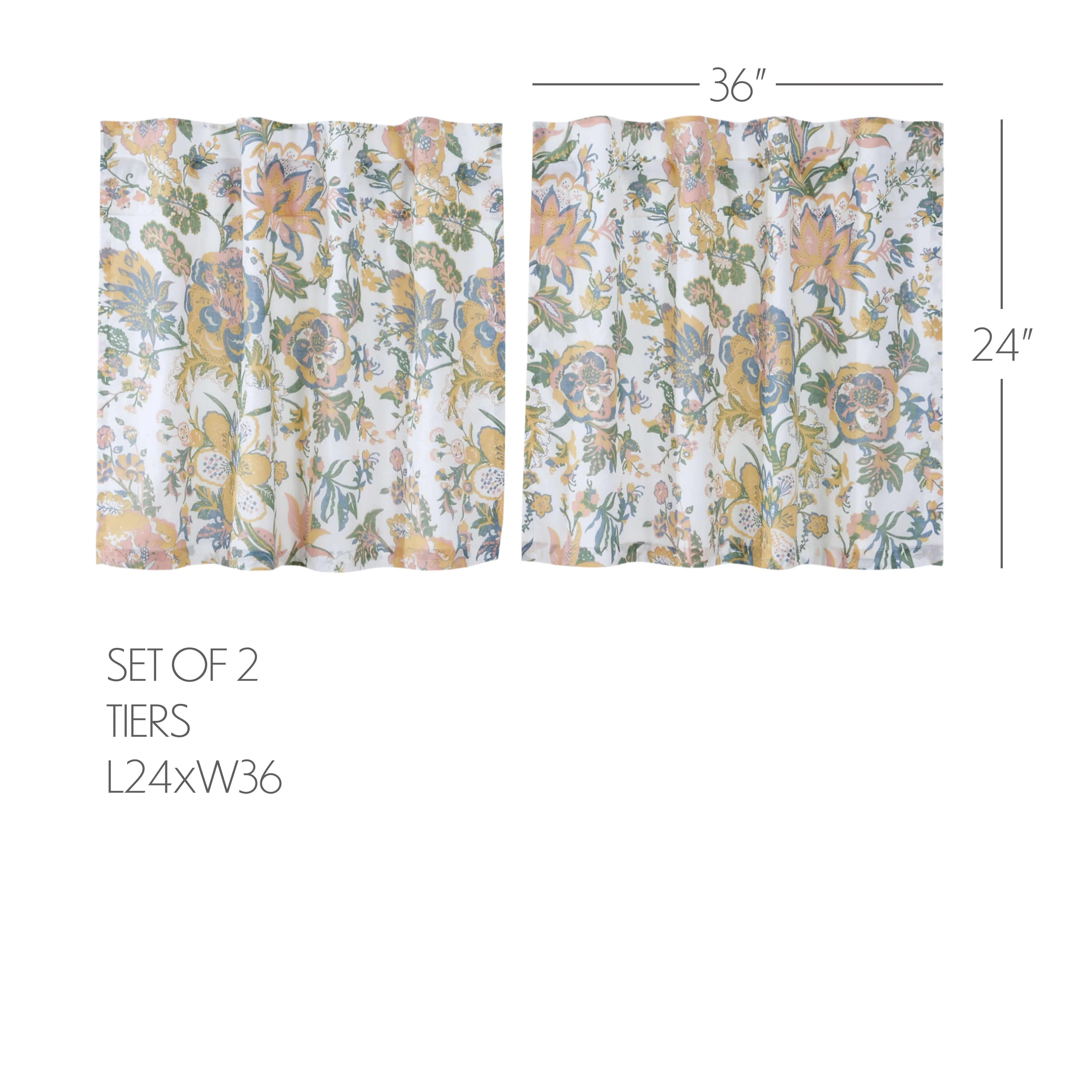 Set of 2 Wilder Floral Tier Curtains L24" x W36" - Image 3