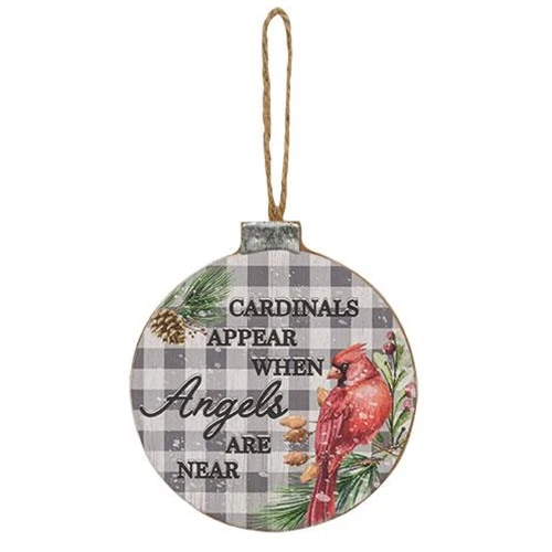 ๐ Set of 2 Winter Cardinal and Snowman Buffalo Check Wood Ornaments - Image 3