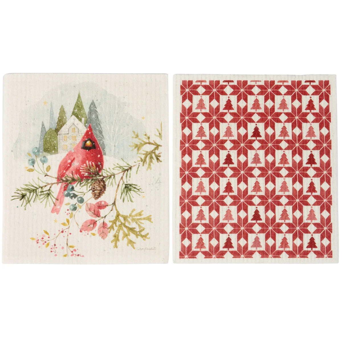 Set of 2 Winter Cardinal Swedish Dishcloths - Image 4