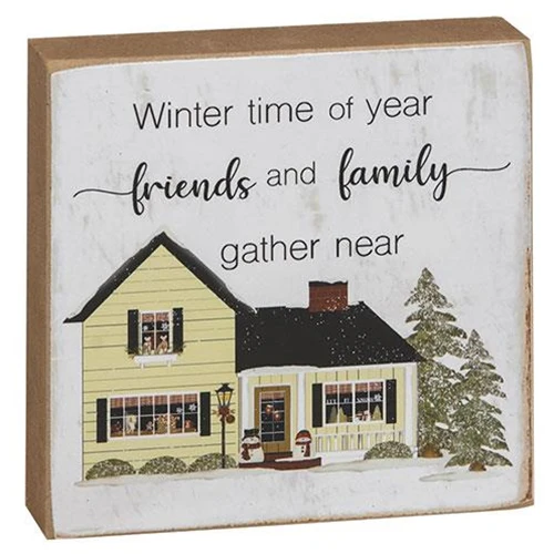 Set of 2 Winter Time House Square Block Signs - Image 3