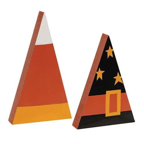 Set of 2 Witch Hat & Candy Corn Chunky Sitters