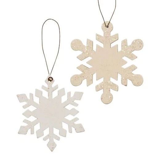 ๐ ๐ Set of 2 Wood Snowflake Ornaments - Image 2