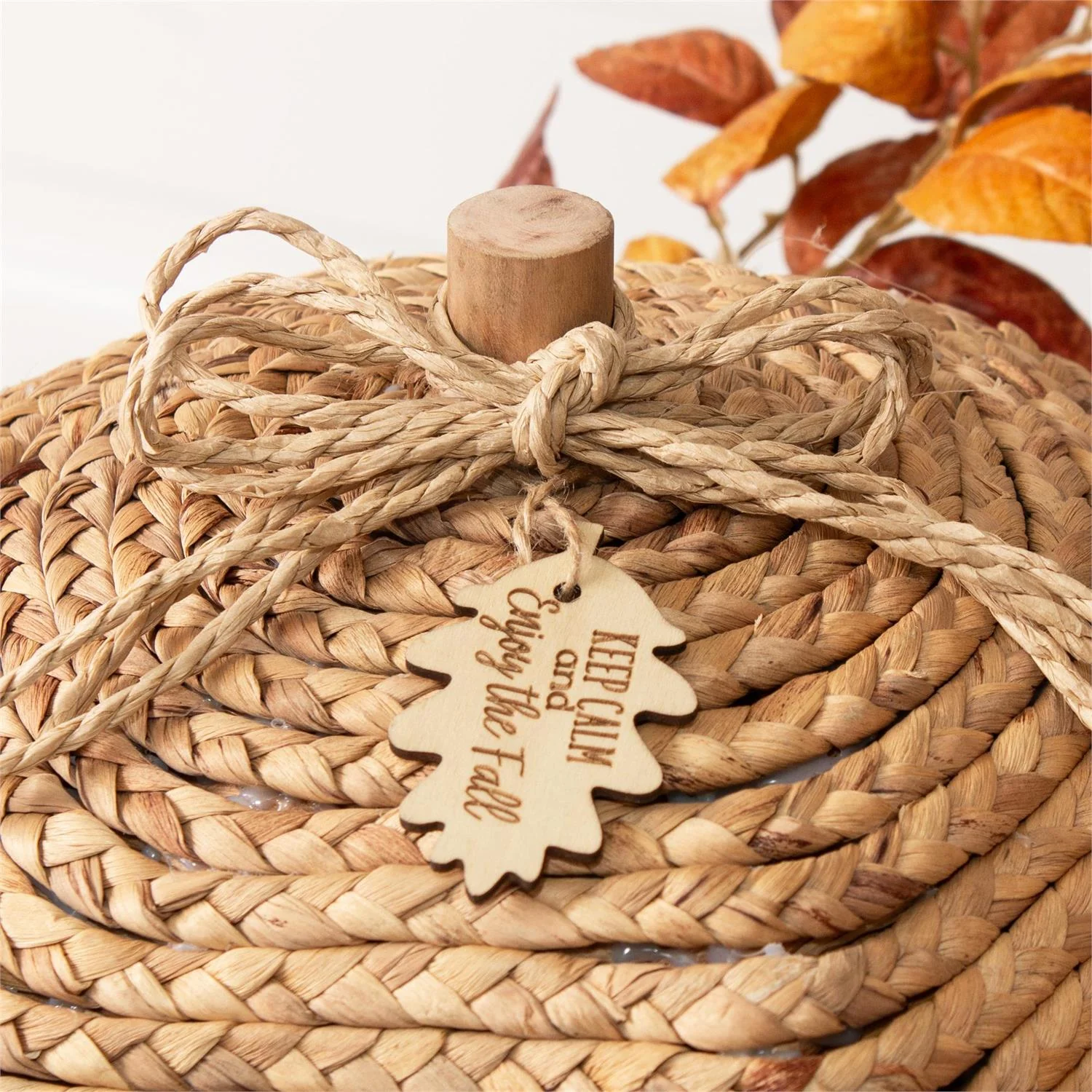 Set of 2 Woven Hyacinth Nested Pumpkins - Image 5