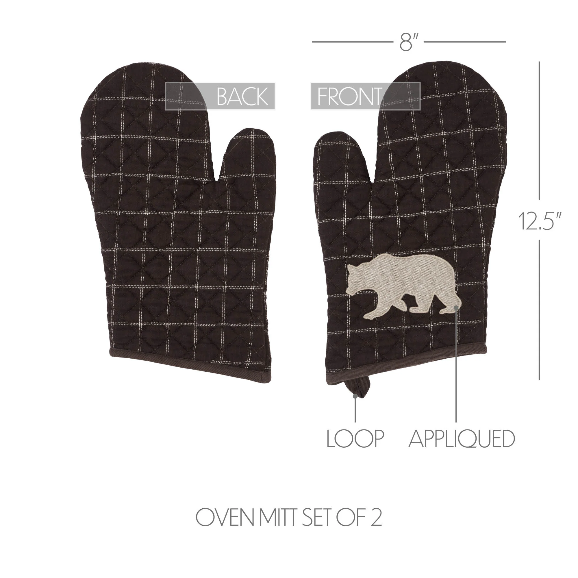 Set of 2 Wyatt Cabin Bear Oven Mitt Potholders - Image 4