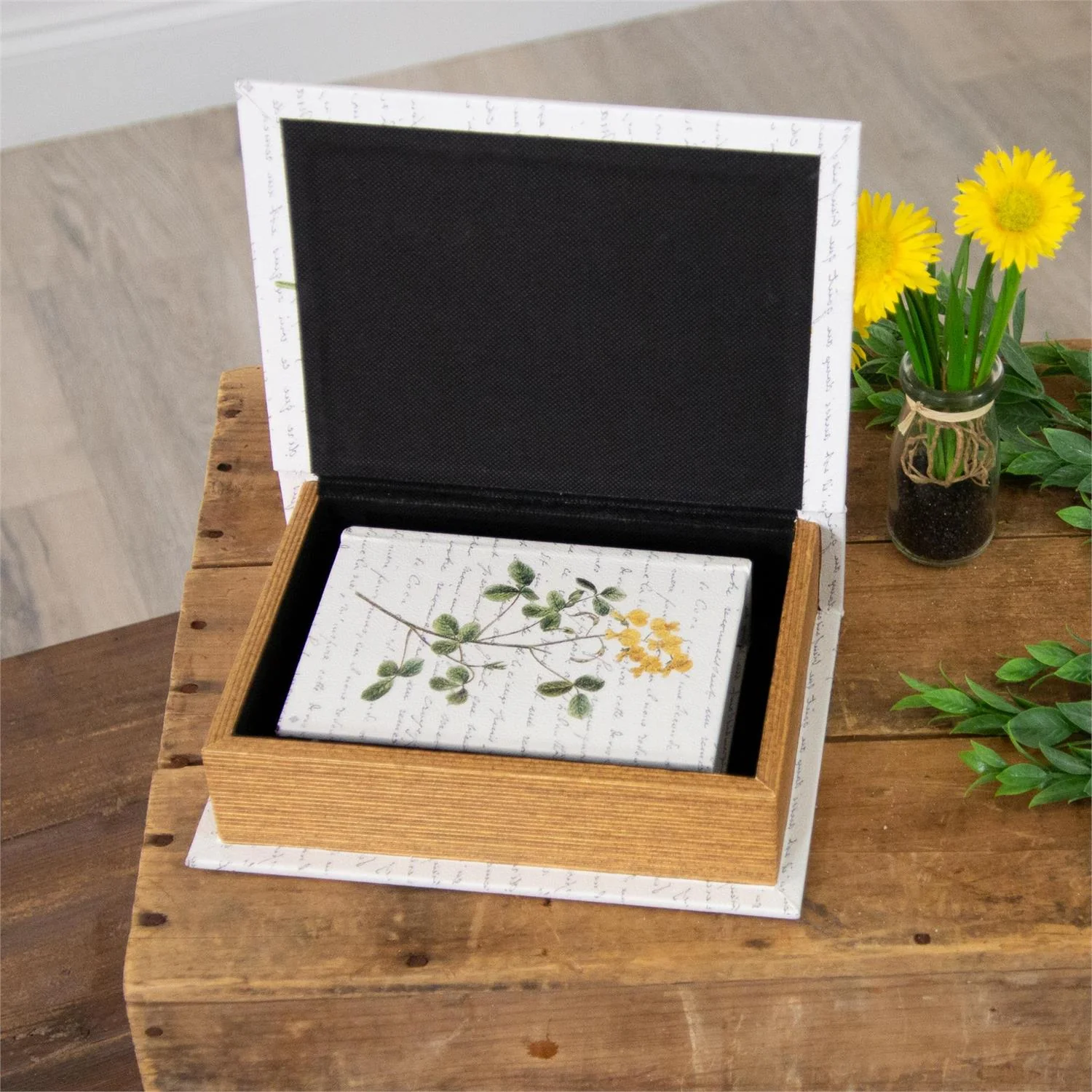 Set of 2 Yellow Flowers Nested Book Boxes - Image 4