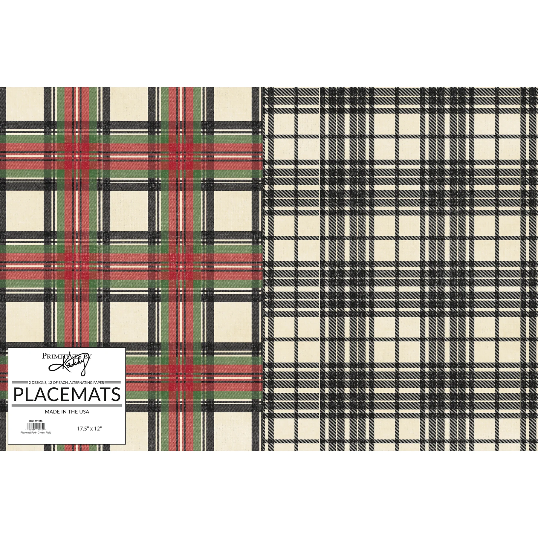 Surprise Me Sale ๐คญ ๐ Set of 24 Paper Placemats - Red and Green Plaid & Black and White Plaid