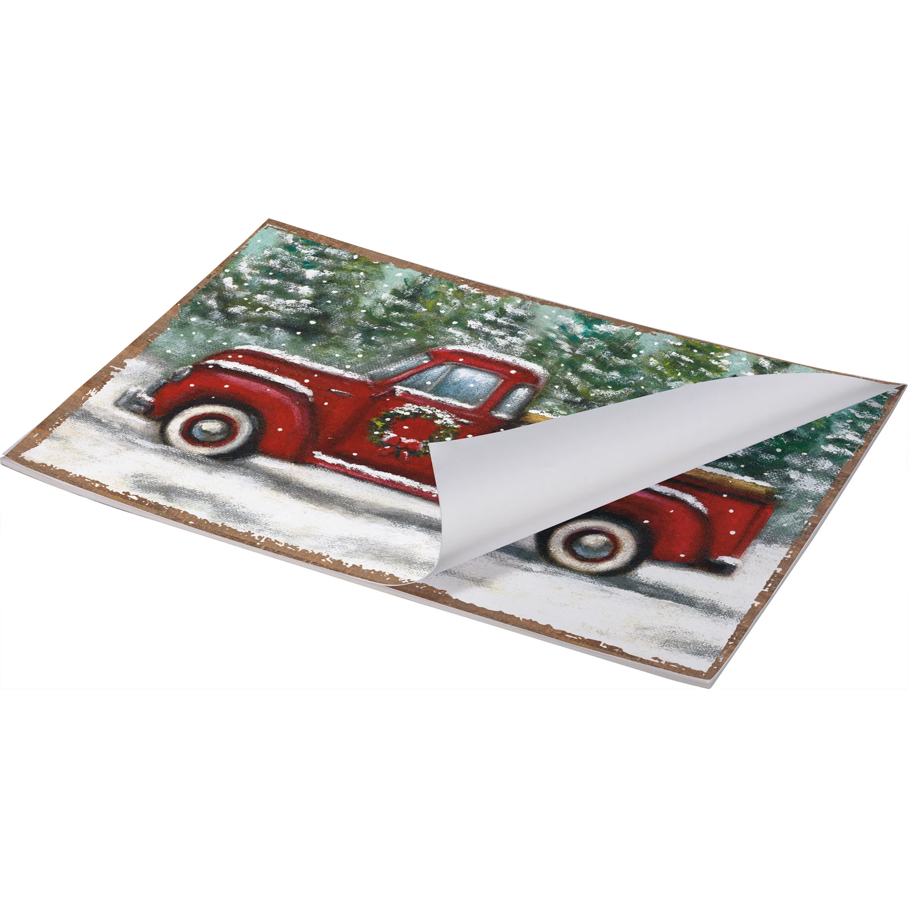 ๐ Set of 24 Red Truck in Snowy Forest Paper Placemat Pad