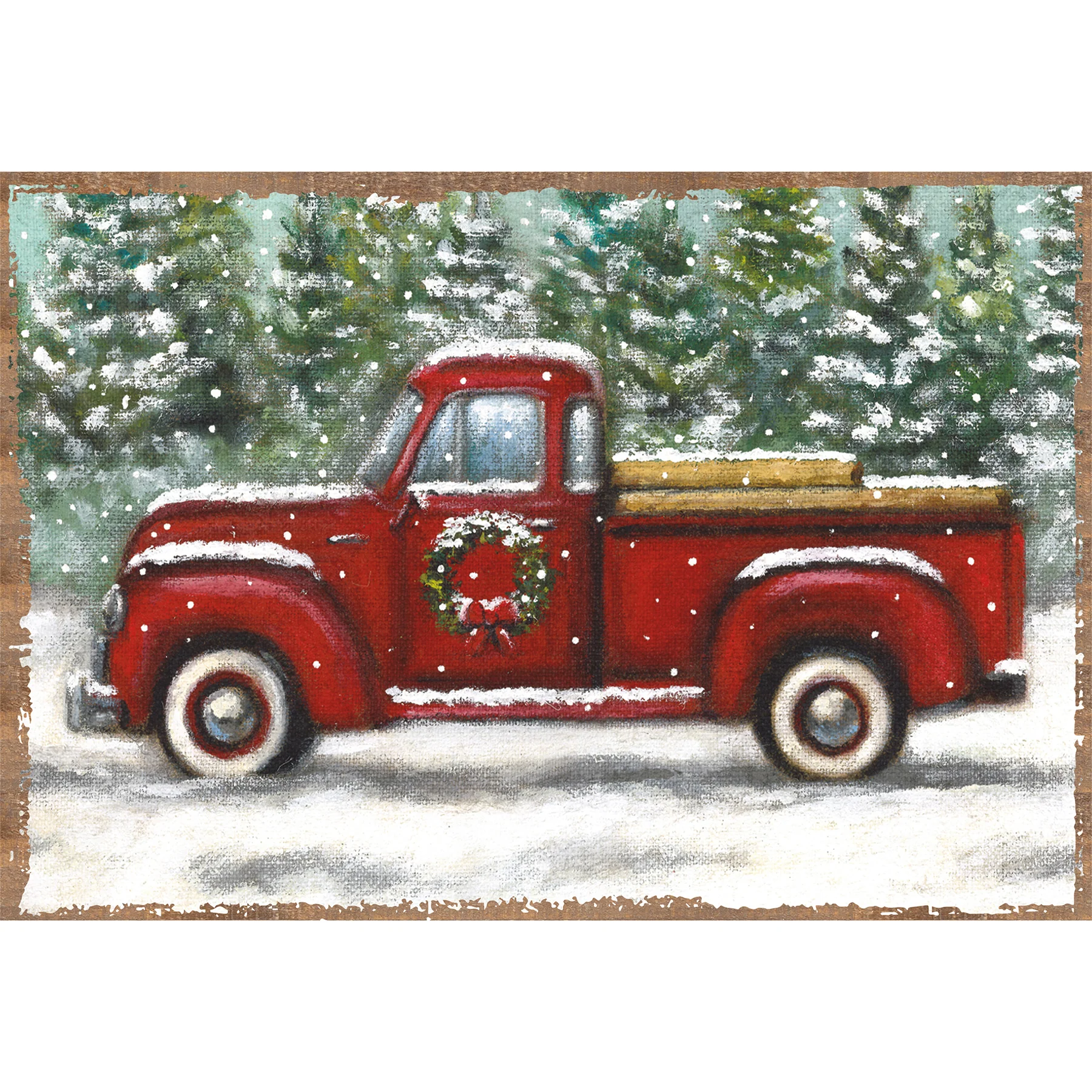 ๐ Set of 24 Red Truck in Snowy Forest Paper Placemat Pad - Image 2