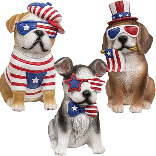 Set of 3 Americana Dog Resin Figures - Image 2