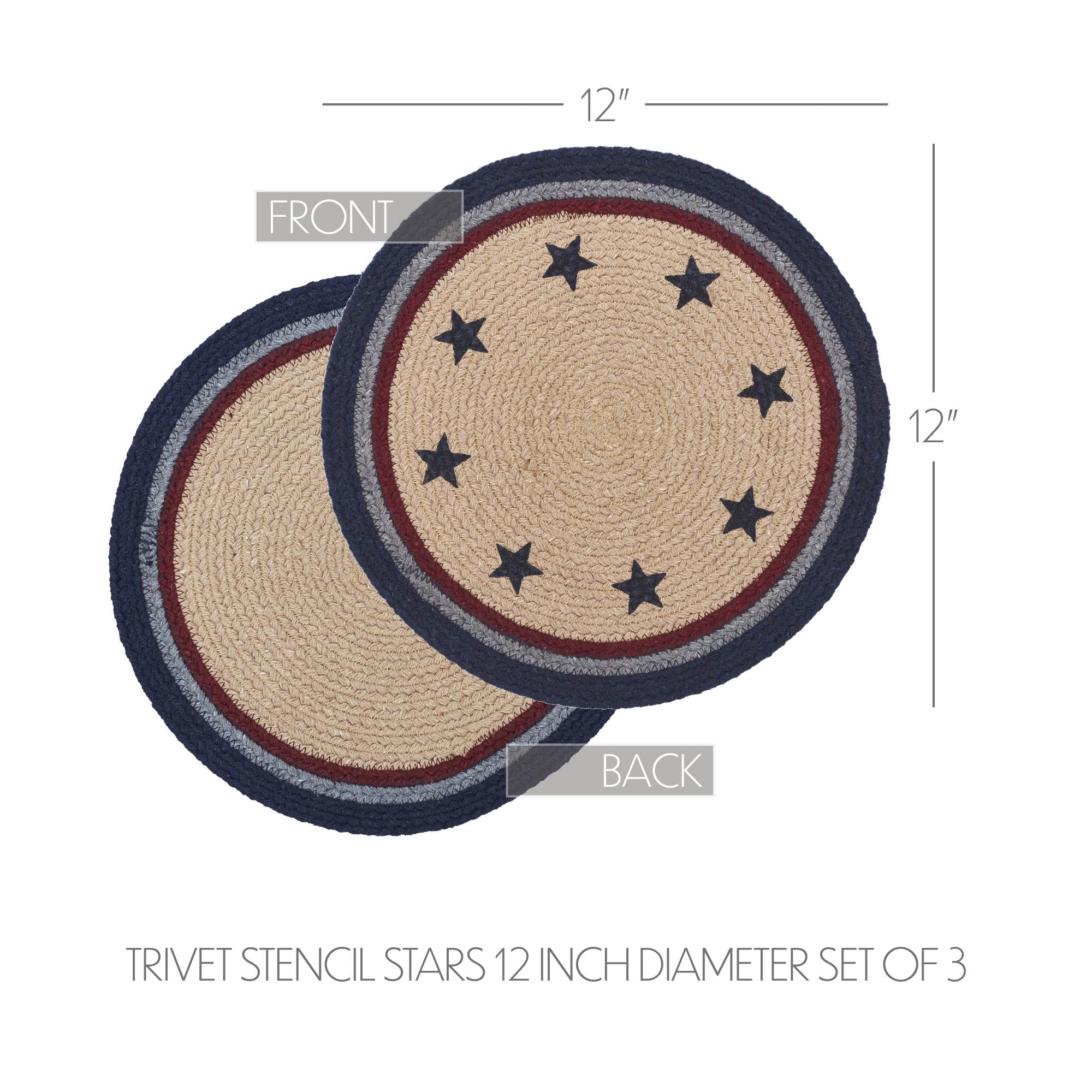 Set of 3 Americana Trivet Stencil Stars 12 inch Diameter - Image 4