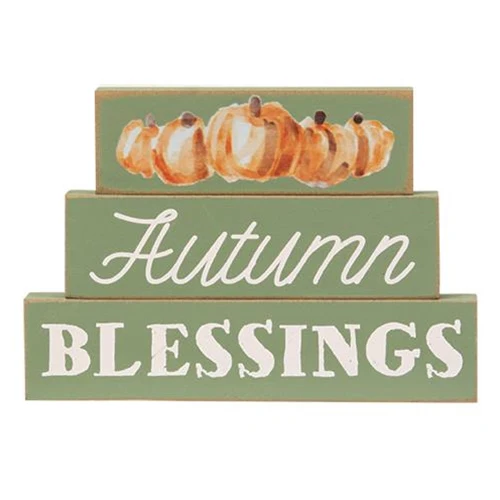 💙 Set of 3 Autumn Blessings Pumpkin Stacked Blocks